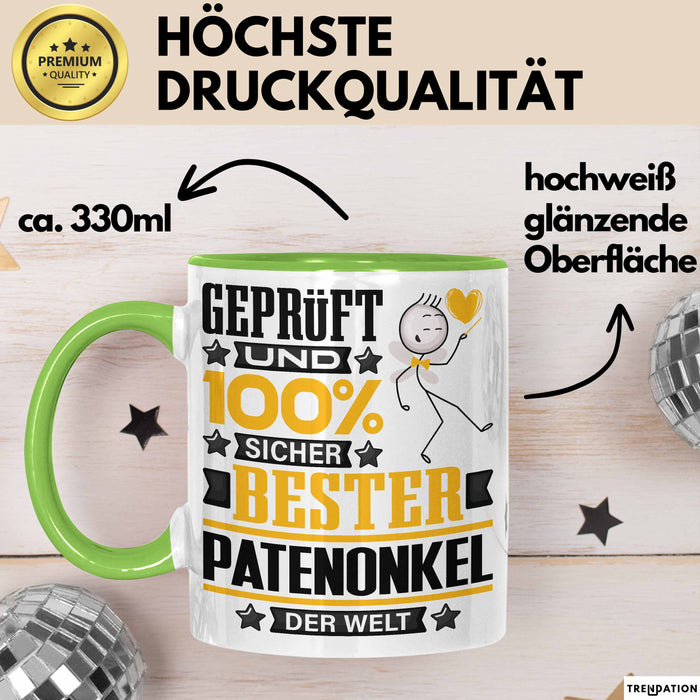 Patenonkel Geschenk Lustiger Spruch für Patenonkel Geschenkidee Bester Patenonkel Der Welt Grün Trendation