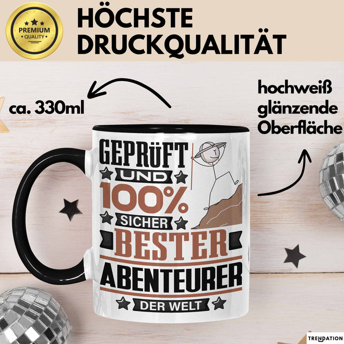 Abenteurer Geschenk Lustiger Spruch für Abenteurer Geschenkidee Bester Abenteurer Der Welt Schwarz Trendation