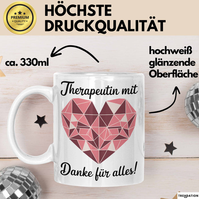 Physiotherapeut Physiotherapie Tasse Geschenk Lustige Geschenkidee Spruch Therapeutin Mit Herz Danke Für Alles Weiß Trendation
