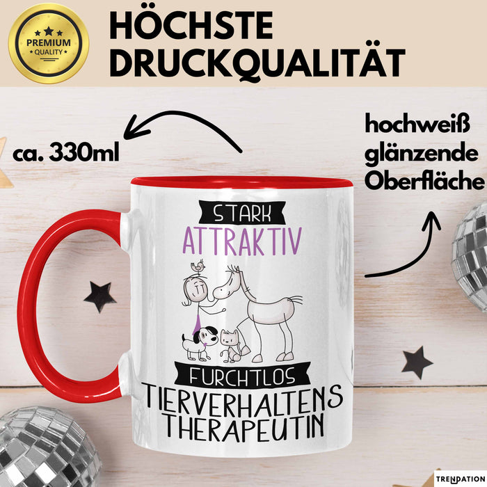 Tierverhaltenstherapeutin Tasse Geschenk Becher Stark Attraktiv Furchtlos Tierverhaltenstherapeutin Lustige Geschenkidee Rot Trendation
