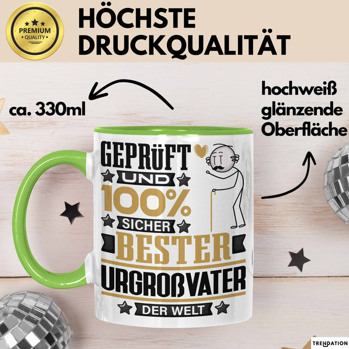 Urgroßvater Geschenk Lustiger Spruch für Urgroßvater Geschenkidee Bester Urgroßvater Der Welt Grün Trendation