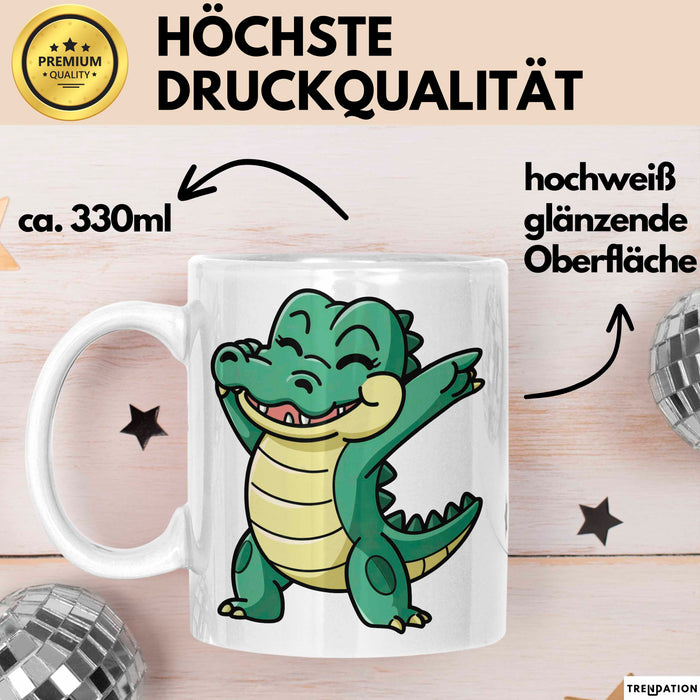 Dabendes Krokodil Tier Tasse Geschenk Lustige Geschenkidee Spruch Weiß Trendation