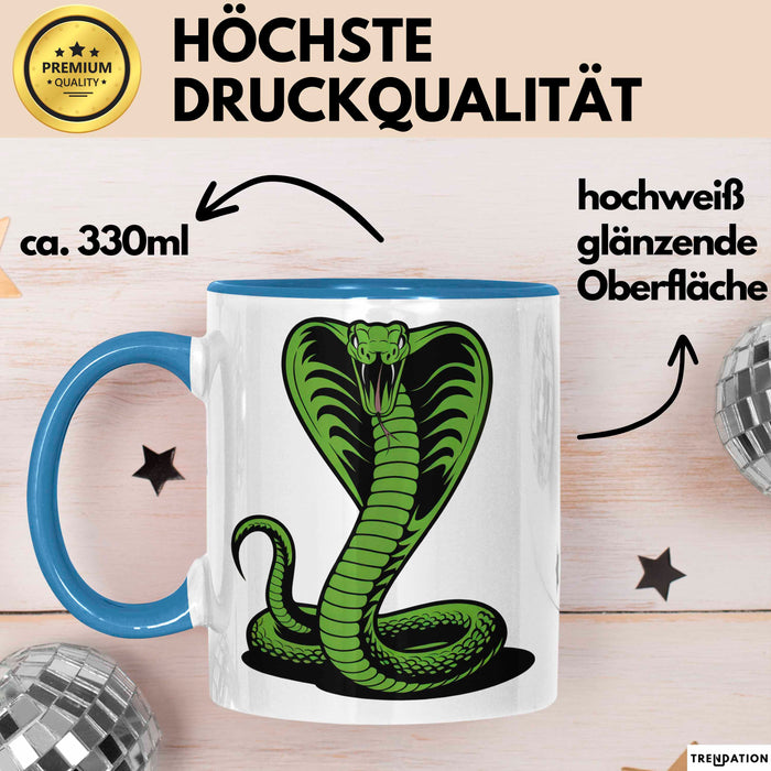 Reptil Schlange Tier Tasse Geschenk Lustige Geschenkidee Spruch Blau Trendation