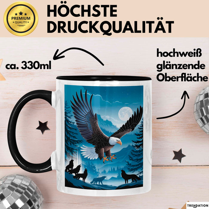 Adler Vogel Tasse Geschenk Lustige Geschenkidee Spruch Schwarz Trendation