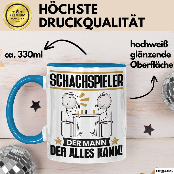 Schachspieler Tasse Geschenk für Schachspieler Der Mann Der Alles Kann Geschenkidee zum Geburtstag Blau Trendation