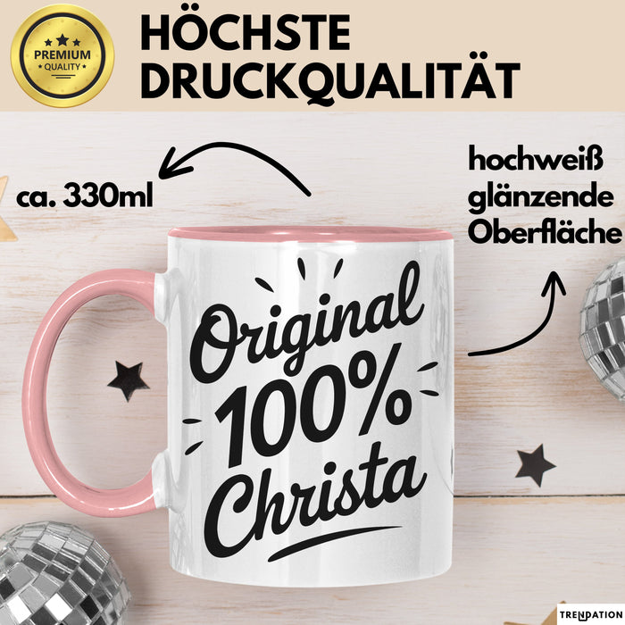 Christa Tasse Geschenk Original 100% Christa Geschenkidee Geburtstag Rosa Trendation