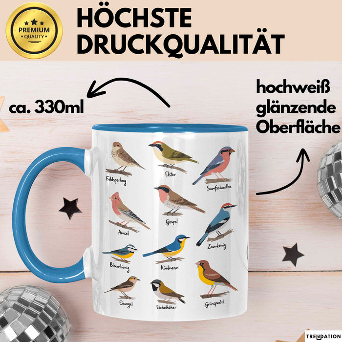 Garten Vögel Tasse Geschenk Lustige Geschenkidee Spruch Blau Trendation