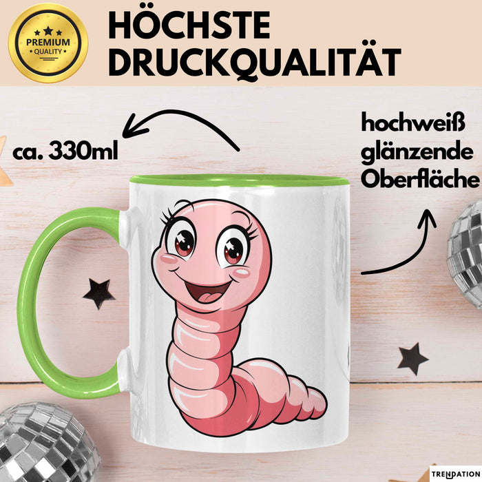 Regenwurm Tasse Geschenk Lustige Geschenkidee Spruch Grün Trendation