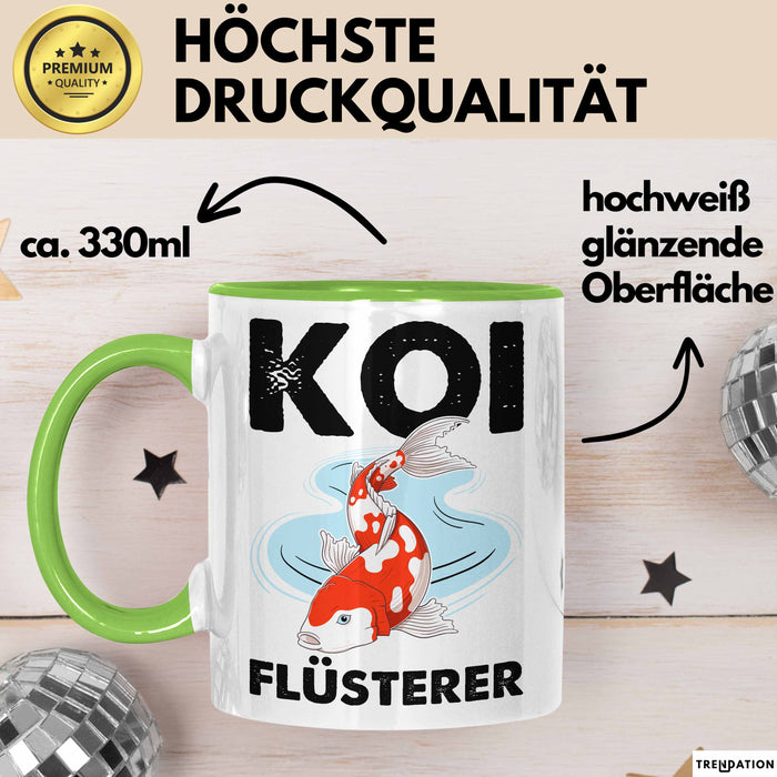 Koi-Fisch Tasse Geschenk Koi Flüsterer Koi Züchter Geschenkidee Becher Grün Trendation