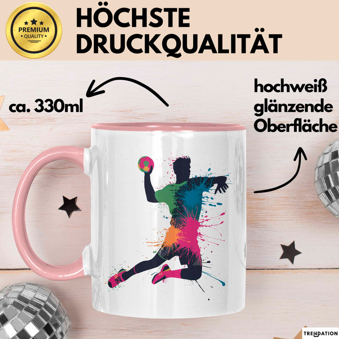 Handballspieler Tasse Geschenk Lustige Geschenkidee Spruch Rosa Trendation