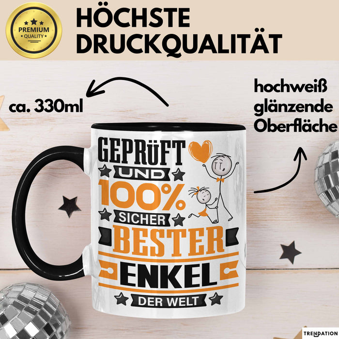 Enkel Geschenk Lustiger Spruch für Enkel Geschenkidee Bester Enkel Der Welt Schwarz Trendation