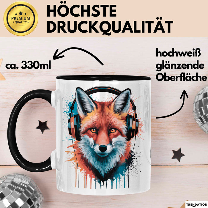 Fuchs Tierliebhaber Tasse Geschenk Lustige Geschenkidee Spruch Schwarz Trendation