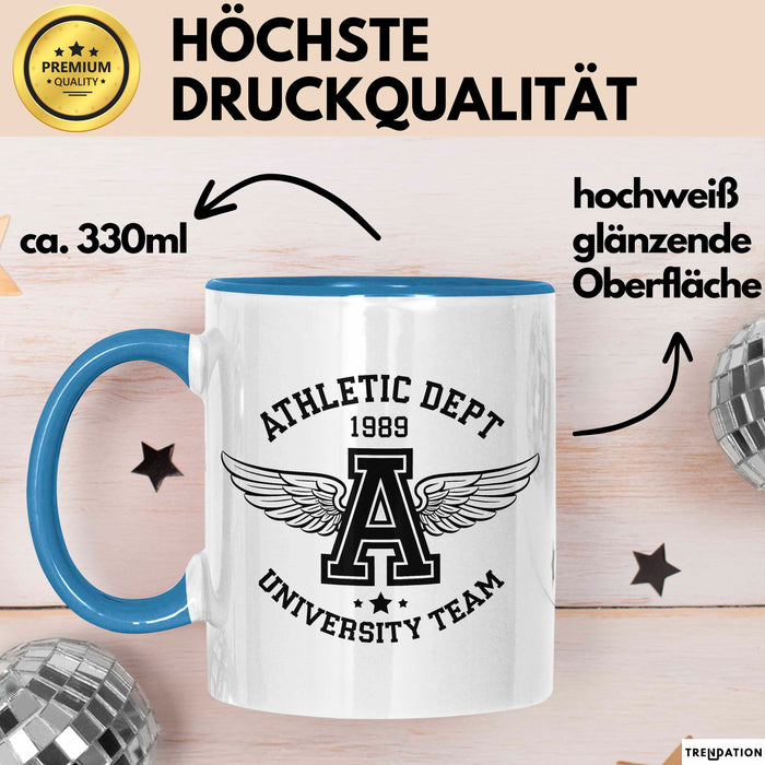 Sportabteilung Universitätsmannschaft Tasse Geschenk Lustige Geschenkidee Spruch Blau Trendation