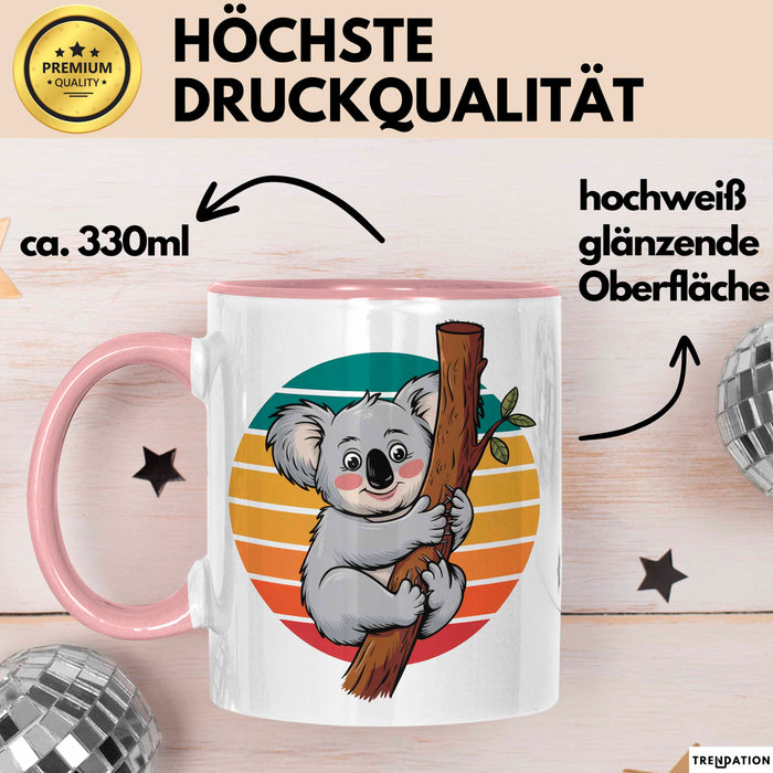 Retro Koala Tierliebhaber Tasse Geschenk Lustige Geschenkidee Spruch Rosa Trendation