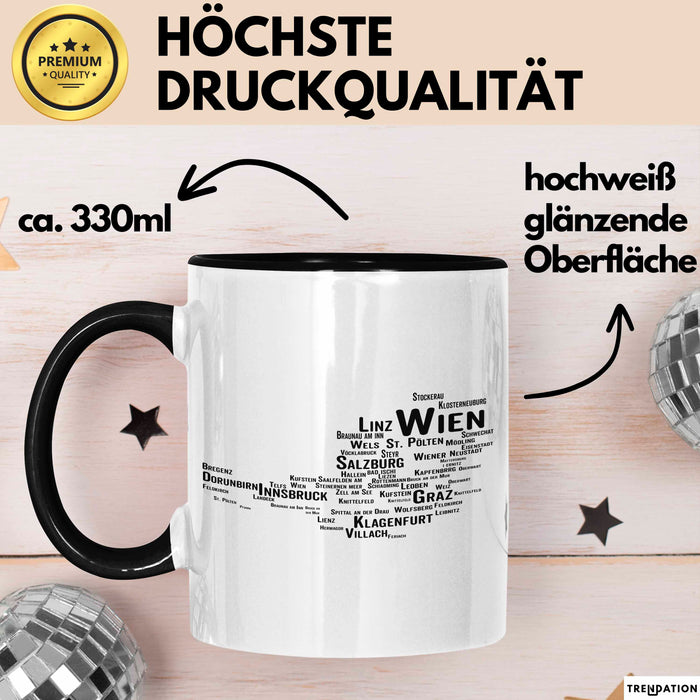 Österreich Karte Wien Wienerisch Tasse Geschenk Lustige Geschenkidee Spruch Trendation