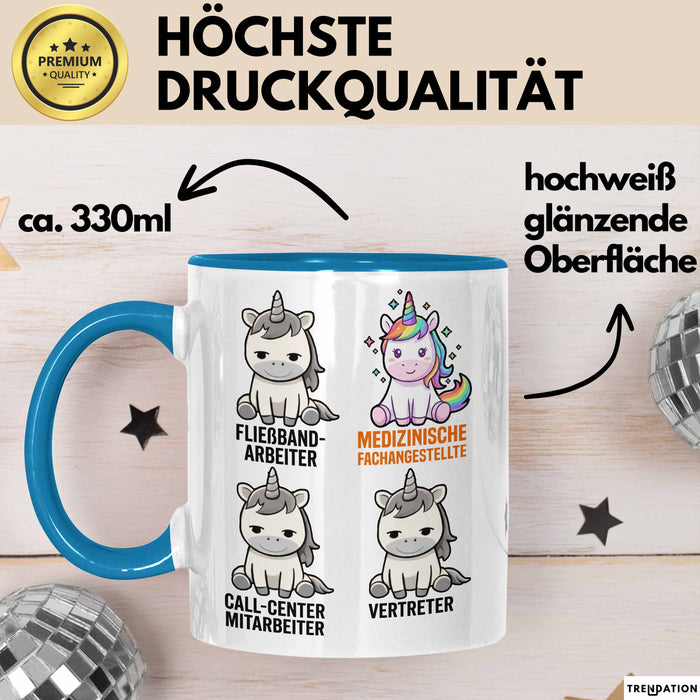 Arzt Einhorn Tasse Geschenk Lustige Geschenkidee Spruch Medizinische Fachangestellte Blau Trendation