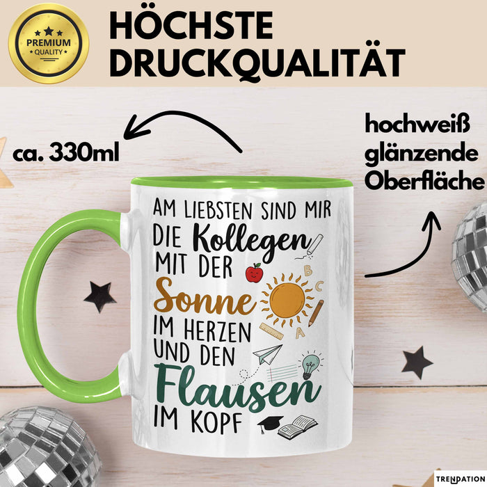 Büroarbeit Kollege Wertschätzung Tasse Geschenk Lustige Geschenkidee Spruch Am Liebsten Sind Mir Die Kollegen Grün Trendation