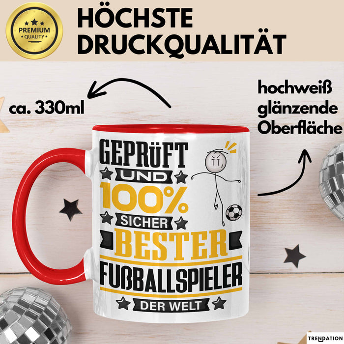 Fußballspieler Geschenk Lustiger Spruch für Fußballspieler Geschenkidee Bester Fußballspieler Der Welt Rot Trendation