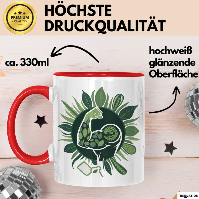 Veganer Bodybuilder Tasse Geschenkidee für Lifter Rot Trendation