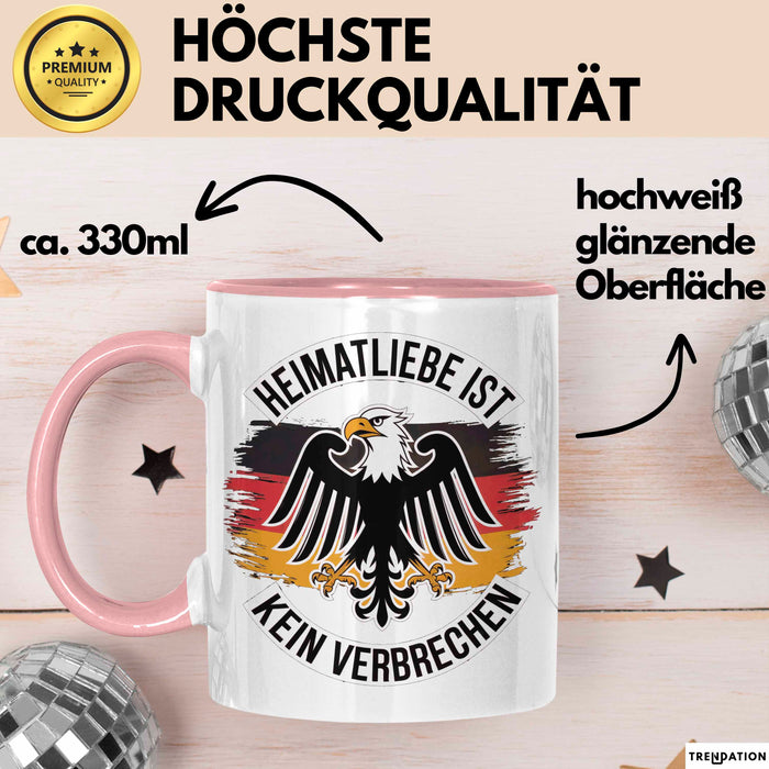 Deutscher Adler Vogel Tasse Geschenk Lustige Geschenkidee Spruch Heimat Liebheit Ist Kein Verbrechen Deutschland Eagle Rosa Trendation