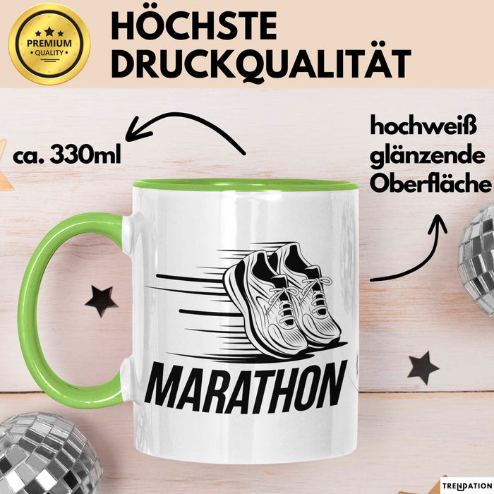 Marathonläufer Tasse Geschenkidee für Laufexperten Grün Trendation