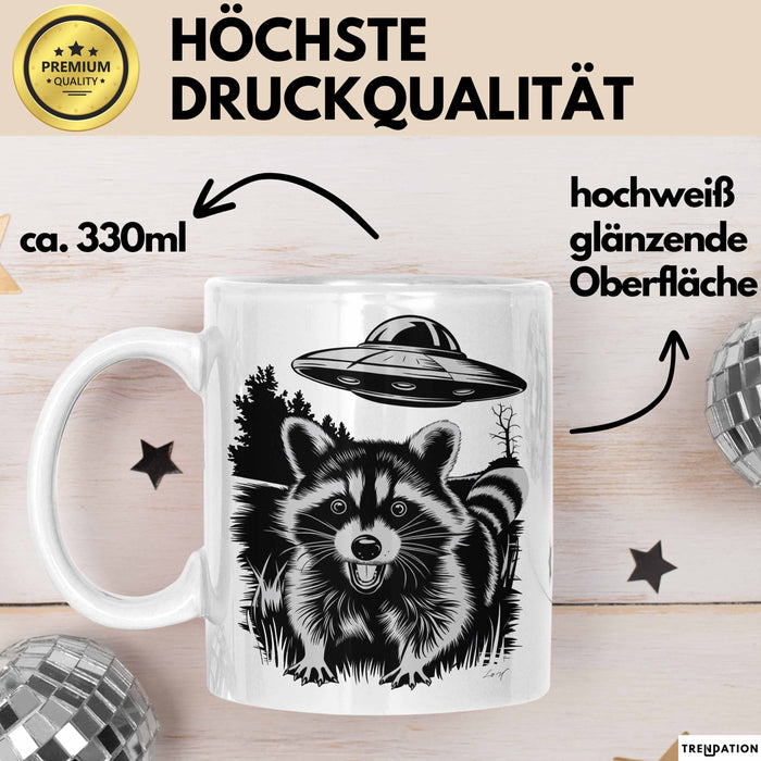 UFO Aliens Tasse Geschenk Waschbär Alien Sci Fi Liebhaber Weiß Trendation