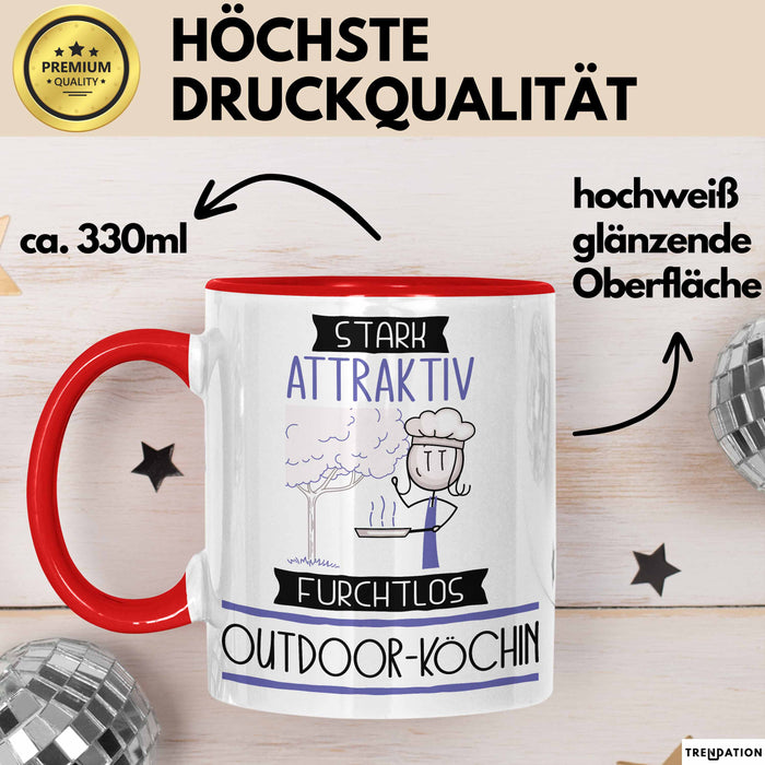 Outdoor-Köchin Tasse Geschenk Becher Stark Attraktiv Furchtlos Outdoor-Köchin Lustige Geschenkidee Rot Trendation