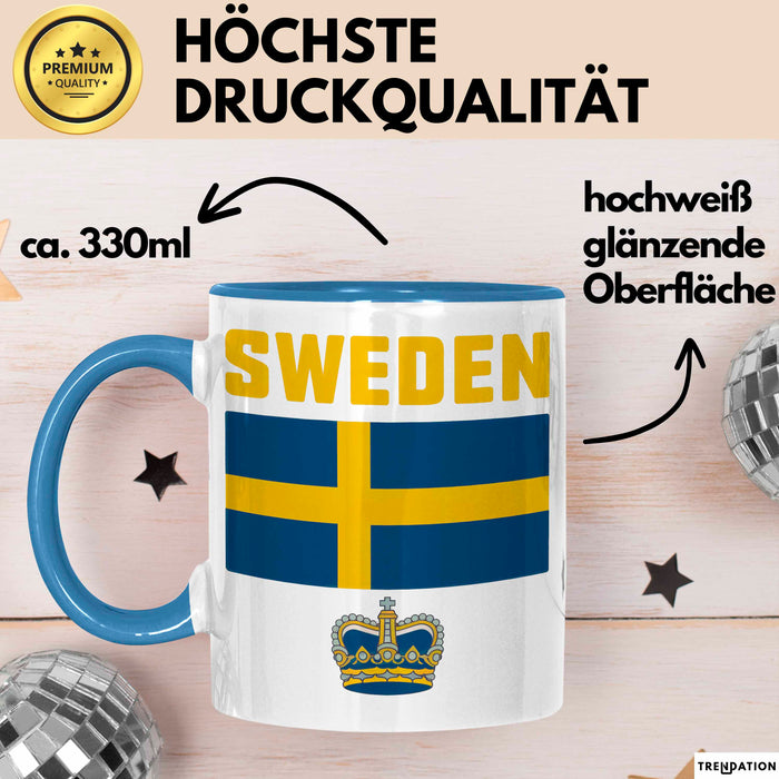 Schweden Skandinavien Schwedisch Tasse Geschenk Lustige Geschenkidee Spruch Blau Trendation