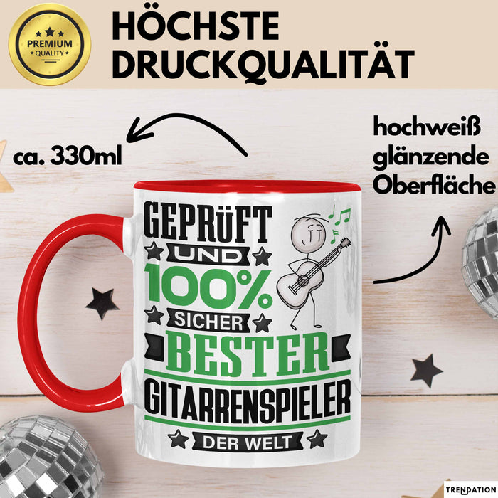 Gitarrenspieler Geschenk Lustiger Spruch für Gitarrenspieler Geschenkidee Bester Gitarrenspieler Der Welt Rot Trendation
