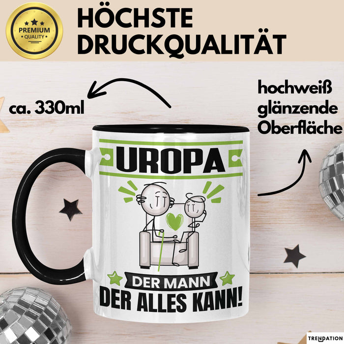 Uropa Tasse Geschenk für Uropa Der Mann Der Alles Kann Geschenkidee zum Geburtstag Schwarz Trendation