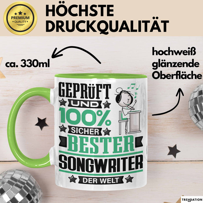 Songwriter Geschenk Lustiger Spruch für Songwriter Geschenkidee Bester Songwriter Der Welt Grün Trendation