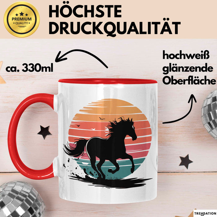 Reiter Tasse Geschenkidee Reitsport Enthusiast Geschenkidee Lustig Rot Trendation