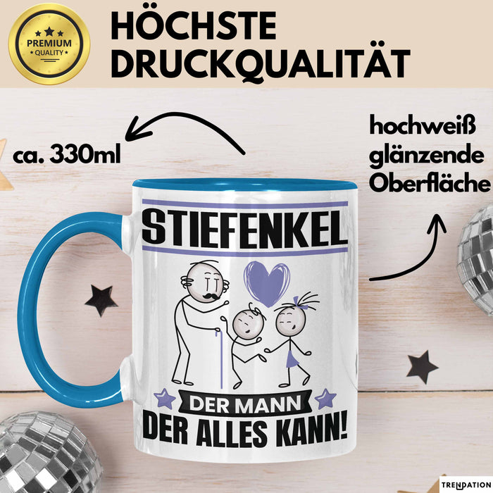 Stiefenkel Tasse Geschenk für Stiefenkel Der Mann Der Alles Kann Geschenkidee zum Geburtstag Blau Trendation