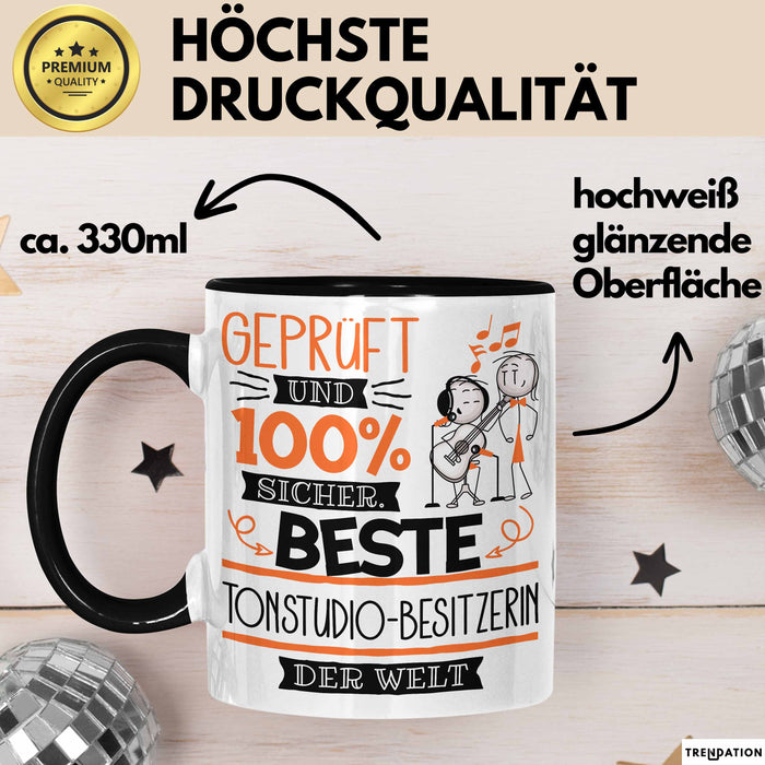 Beste Tonstudio-Besitzerin Der Welt Tasse Geschenk für Eine Tonstudio-Besitzerin Geprüft Und Sicher Geschenkidee Geburtstag Weihnachten Trendation