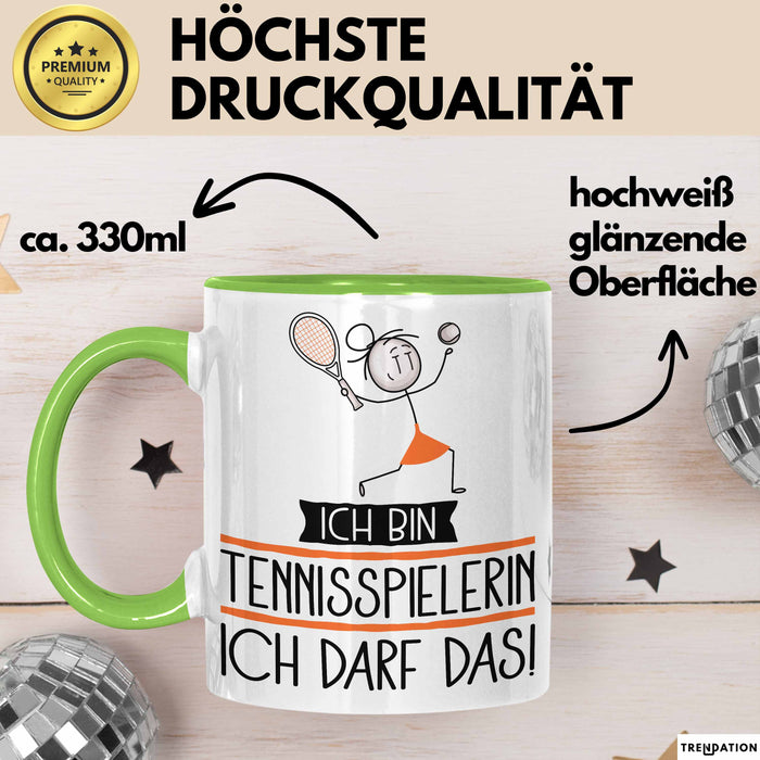 Geschenk für Tennisspielerin Tasse Lustige Geschenkidee Geburtstag Ich Bin Tennisspielerin Ich Darf Das Grün Trendation