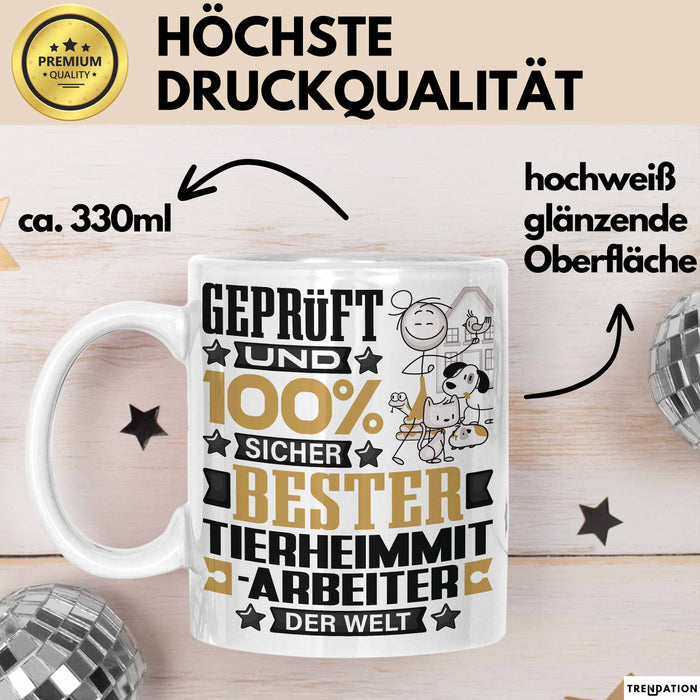 Tierheimmitarbeiter Geschenk Lustiger Spruch für Tierheimmitarbeiter Geschenkidee Bester Tierheimmitarbeiter Der Welt Weiß Trendation