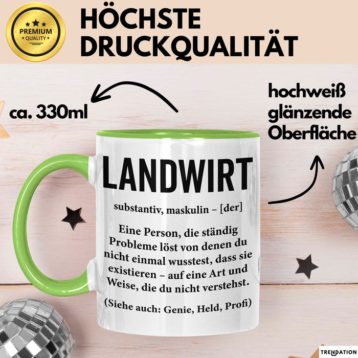 Bauer Sarkastisch Sarkasmus Tasse Geschenk Lustige Geschenkidee Spruch Landwirt Definition Grün Trendation