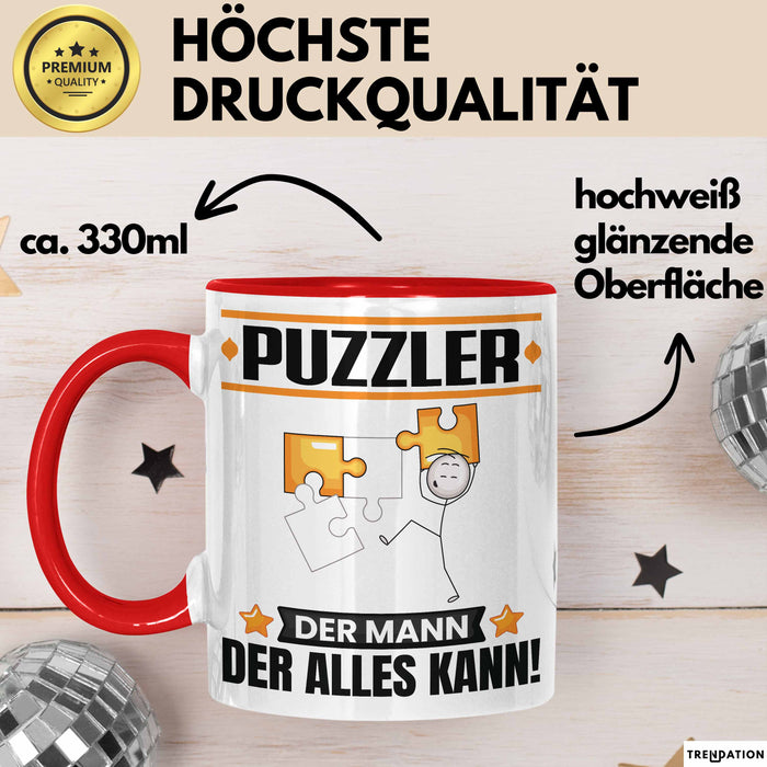 Puzzler Tasse Geschenk für Puzzler Der Mann Der Alles Kann Geschenkidee zum Geburtstag Rot Trendation