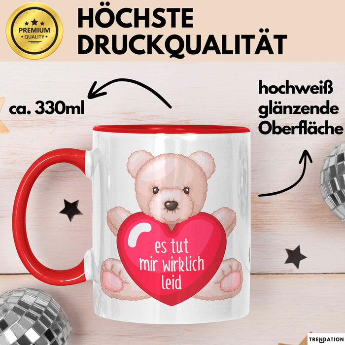 Entschuldigung Tasse Es Tur Mir Wirklich Leid Geschenkidee Sorry Becher Rot Trendation