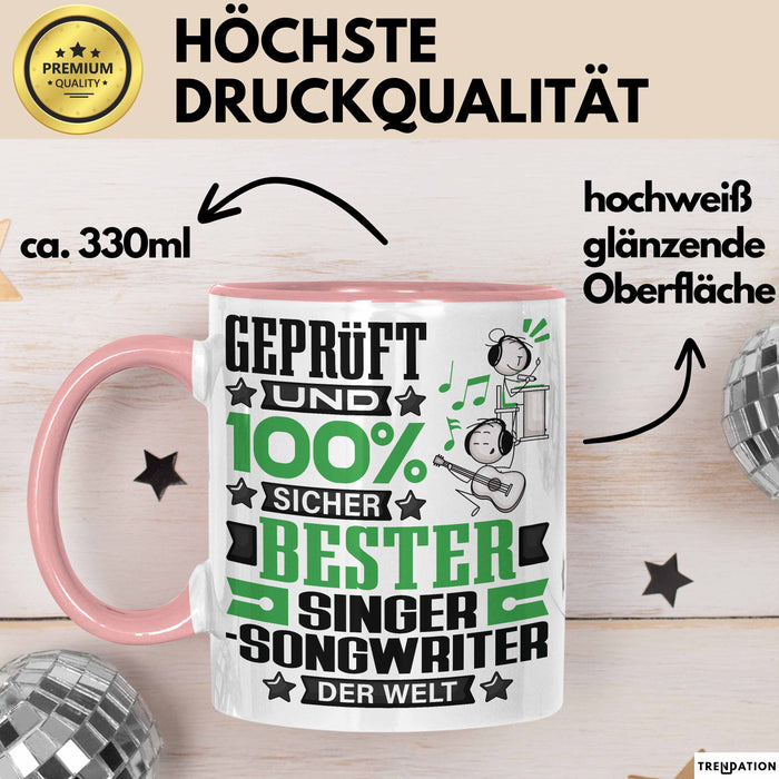 Singer-Songwriter Geschenk Lustiger Spruch für Singer-Songwriter Geschenkidee Bester Singer-Songwriter Der Welt Rosa Trendation