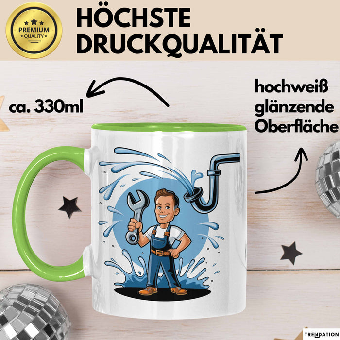 Klempner Tasse Geschenk Lustige Geschenkidee Spruch Für Rohr Reparierer Grün Trendation