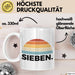 Tasse Retro SIEBEN. Design mit Sonnenuntergangsfarben 7. Geburtstag Jungs Weiß Trendation