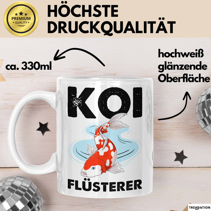 Koi-Fisch Tasse Geschenk Koi Flüsterer Koi Züchter Geschenkidee Becher Weiß Trendation