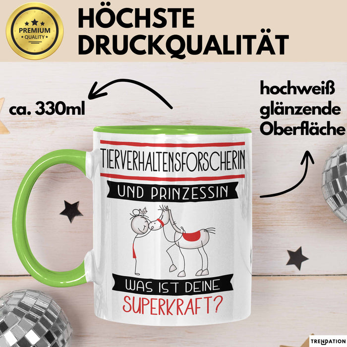 Tierverhaltensforscherin Und Prinzessin Tasse Geschenk Für Eine Tierverhaltensforscherin Geburtstag Was Ist Deine Superkraft Grün Trendation