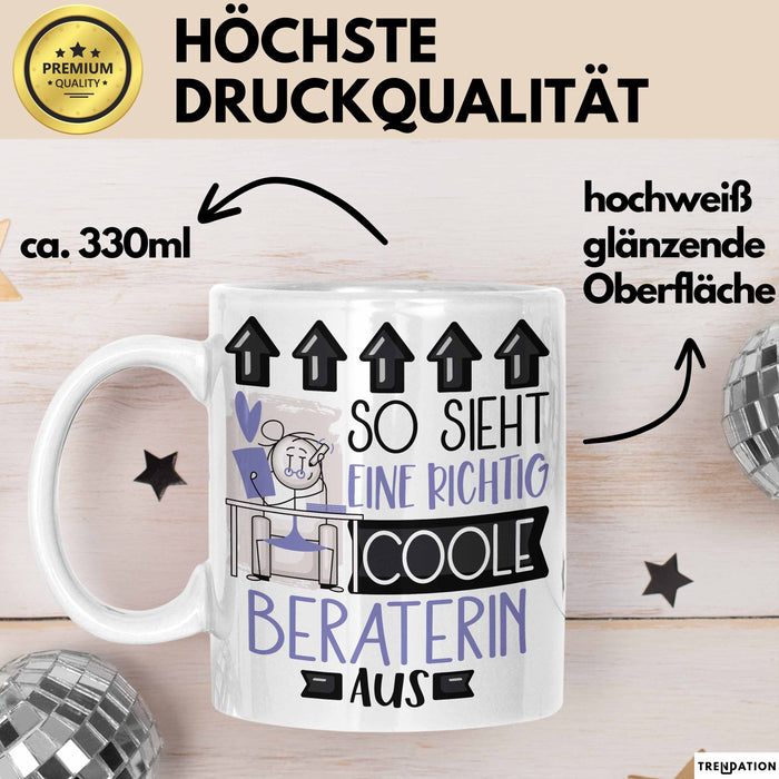 Beraterin Geschenk Tasse Lustig Geschenkidee für Beraterin Geburtstag So Sieht Eine Richtig Coole Beraterin Aus Frauen Spruch Weiß Trendation