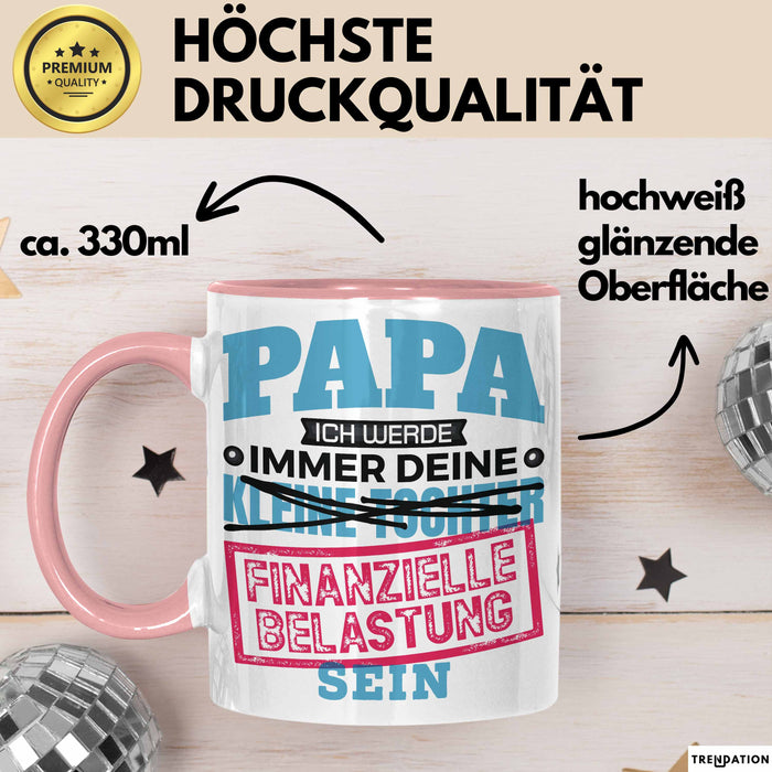 Witzige Tasse Geschenk Papa Tochter Finanzielle Belastung Spruch Rosa Trendation