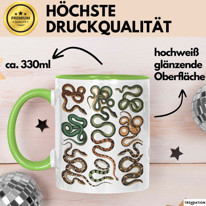 Reptil Schlangen Tier Tasse Geschenk Lustige Geschenkidee Spruch Grün Trendation