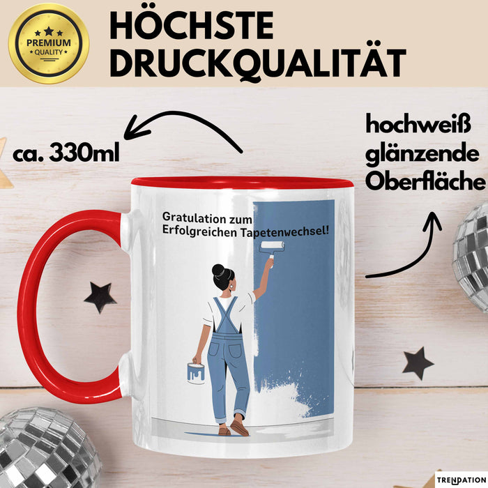 Schüler Abschluss Tasse Geschenk Lustige Geschenkidee Spruch Gratulation Zum Erfolgreichen Tapetenwechsel Rot Trendation