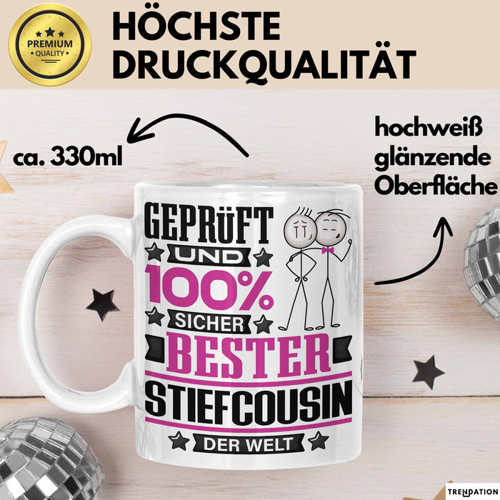 Stiefcousin Geschenk Lustiger Spruch für Stiefcousin Geschenkidee Bester Stiefcousin Der Welt Weiß Trendation