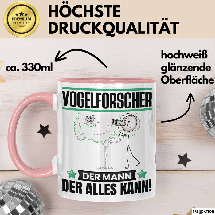 Vogelforscher Tasse Geschenk für Vogelforscher Der Mann Der Alles Kann Geschenkidee zum Geburtstag Rosa Trendation